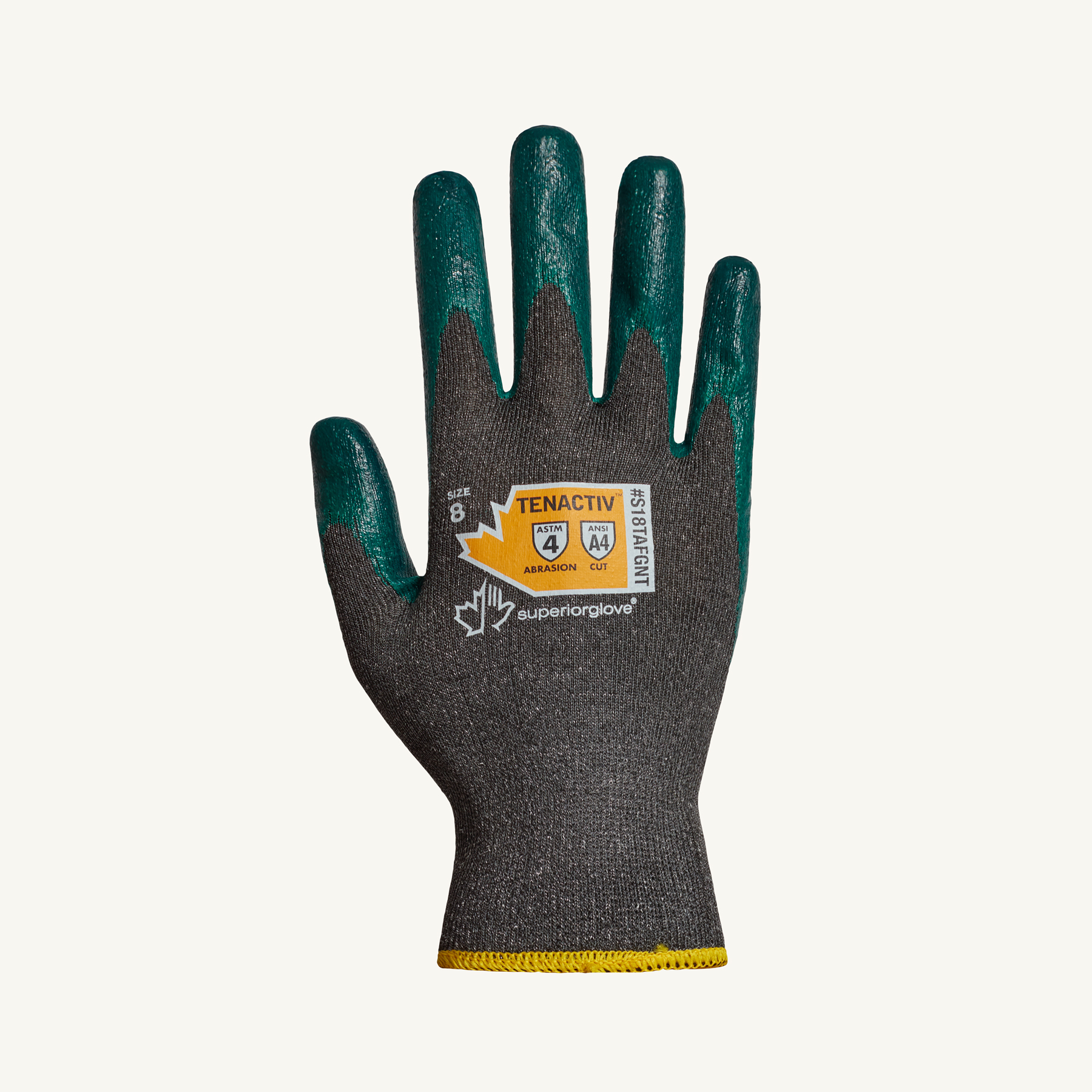 S18TAFGNT Superior Glove® TenActiv™ Knit Cut-Resistant Zedcoat Palm Dipped Gloves